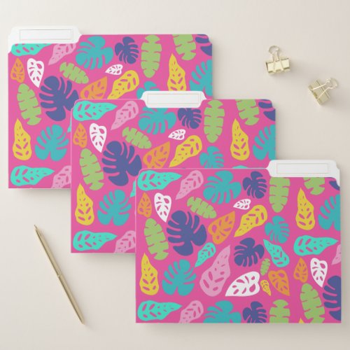 Bright Colorful Tropical Summer Leaves Pattern File Folder