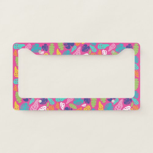 Bright Colorful Tropical Summer Leaves Pattern License Plate Frame