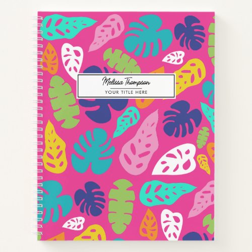 Bright Colorful Tropical Summer Leaves Pattern Notebook