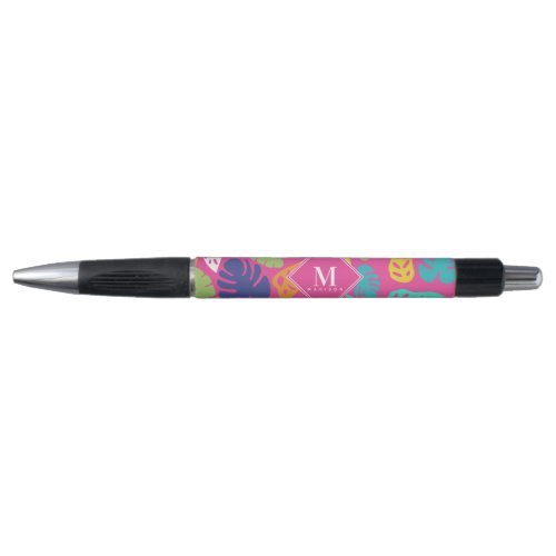 Bright Colorful Tropical Summer Leaves Pattern Pen