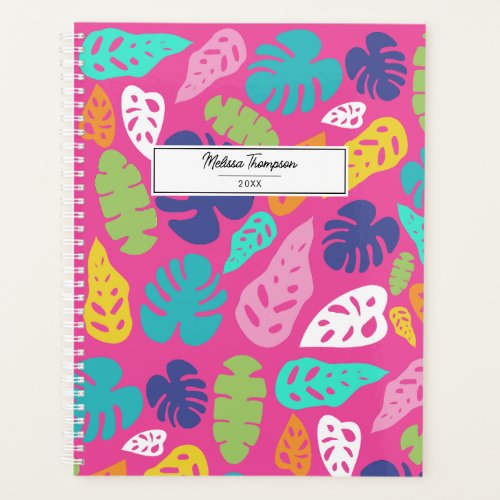 Bright Colorful Tropical Summer Leaves Pattern Planner