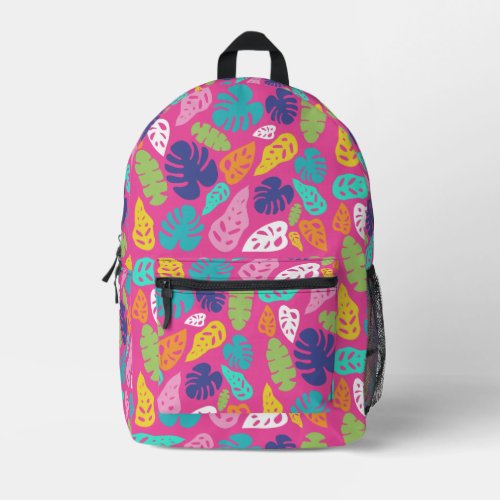 Bright Colorful Tropical Summer Leaves Pattern Printed Backpack