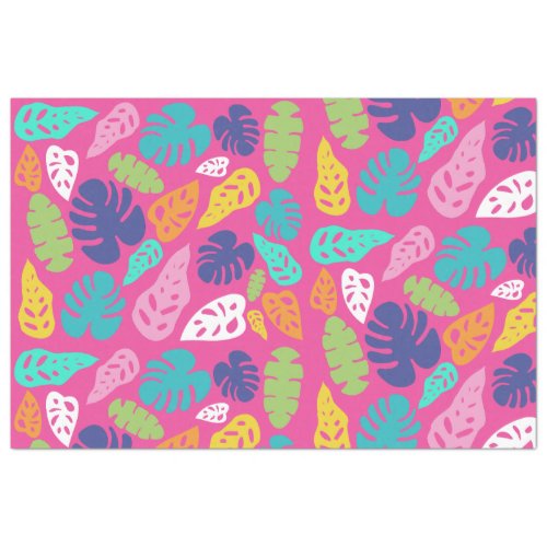 Bright Colorful Tropical Summer Leaves Pattern Tissue Paper