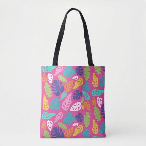 Bright Colorful Tropical Summer Leaves Pattern Tote Bag