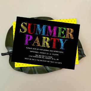 Bright & Colorful Typography Summer Party Invitation