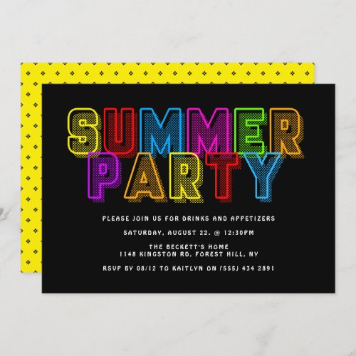 Bright  Colorful Typography Summer Party Invitation