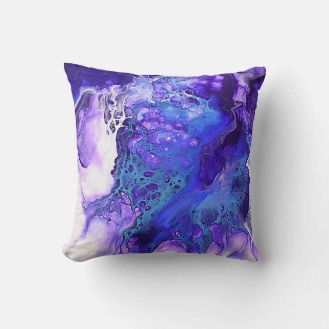 Bright Colorful Violet blue Purple Abstract art Throw Pillow (Front)