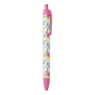 Bright Colorful Watercolor Floral Pattern Pen