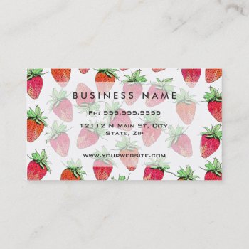Bright Colorful Watercolor Fruity Strawberries Business Card by BlackStrawberry_Co at Zazzle