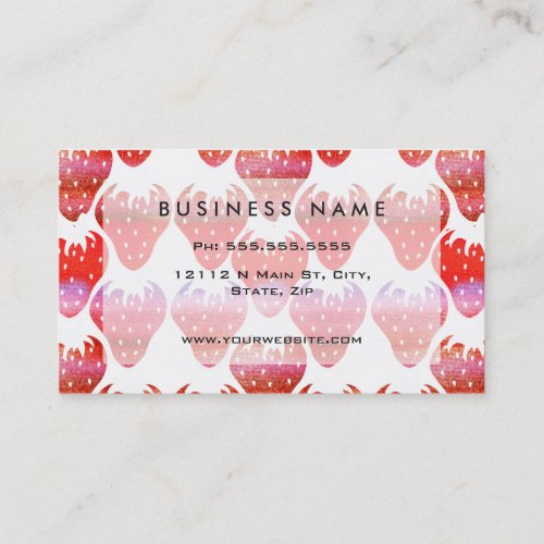 Bright Colorful Watercolor Fruity Strawberries Business Card