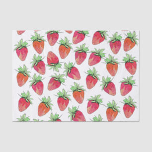 Bright Colorful Watercolor Fruity Strawberries Tissue Paper