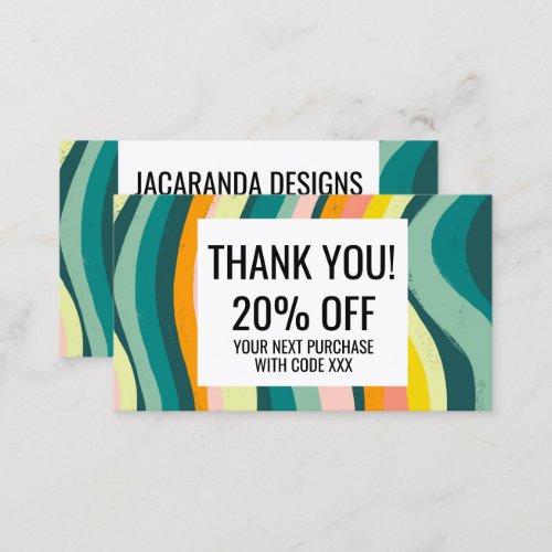 Bright Colorful Waves Handmade ORDER THANK YOU Business Card