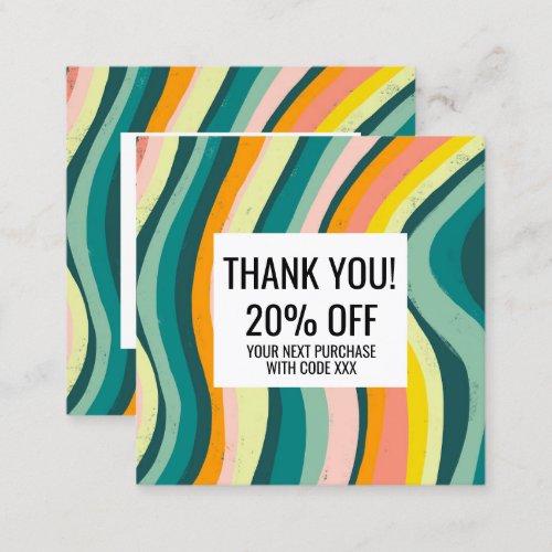 Bright Colorful Waves Handmade ORDER THANK YOU Square Business Card