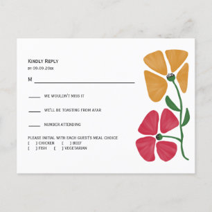 Bright & Colorful Wedding RSVP and Details Combo Postcard