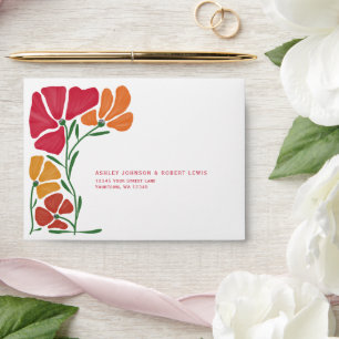Bright & Colorful Wedding RSVP Self Addressed Envelope