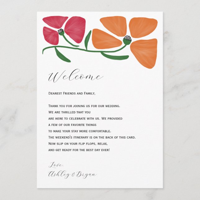 Bright Colorful Wedding Welcome Letter & Itinerary Program (Front)