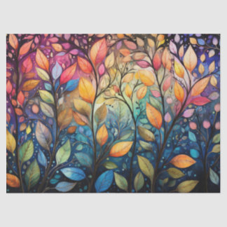 Bright, Colorful Whimsical Autumn Leaves Decoupage Tissue Paper