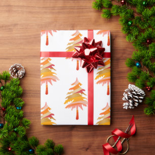 Bright Colorful Whimsical Christmas Tree Pattern Wrapping Paper
