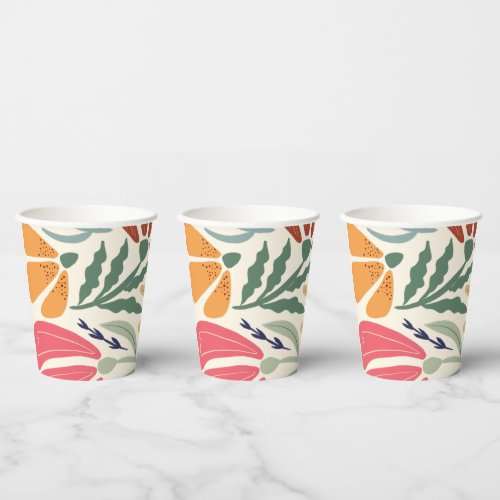 Bright Colorful Wildflower Abstract Floral Party Paper Cups