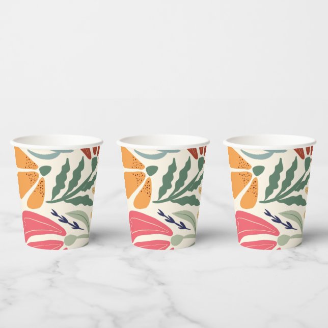 Bright Colorful Wildflower Abstract Floral Party Paper Cups (Multi)
