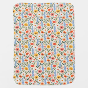 Bright Colorful Wildflowers Baby Blanket