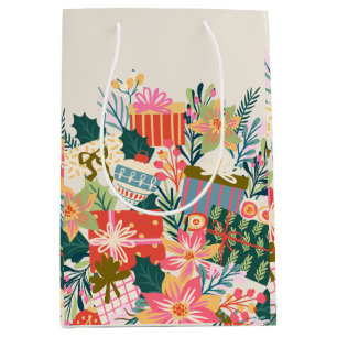 bright colorful wishes   christmas holiday medium gift bag