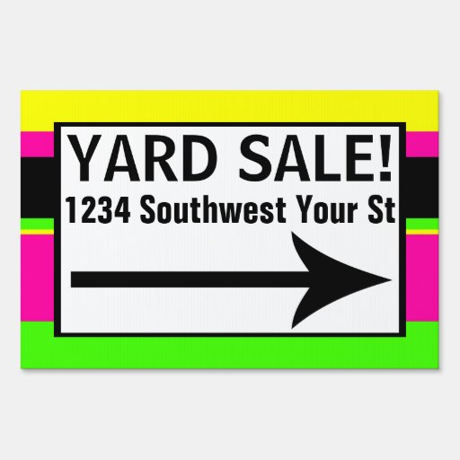 Bright Colorful Yard Sale Sign w/ Arrow | Zazzle