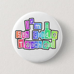 Bright Colors 5th Grade Teacher Pinback Button
