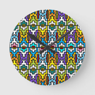 Bright colors African pattern Round Clock