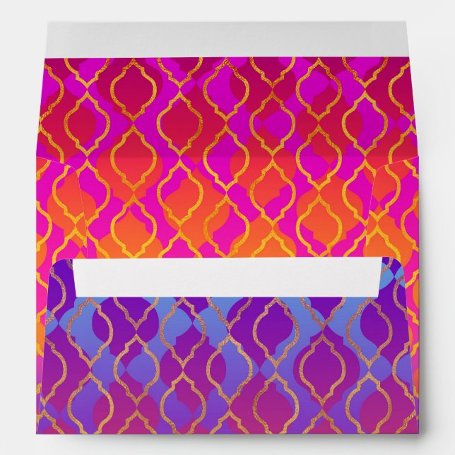 Bright Colors Arabian Moroccan Glam Invitation Envelope (Back (Bottom))