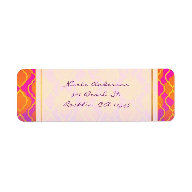 Bright Colors Arabian Moroccan Glam Invitation Label (Front)