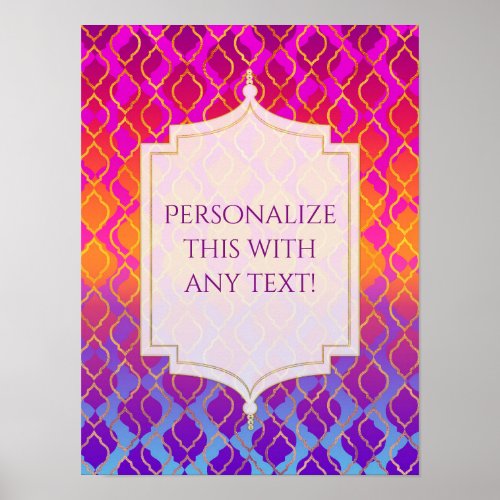 Bright Colors Arabian Moroccan Glam Party Banner Poster