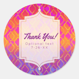 Bright Colors Arabian Moroccan Glam Party Favor Classic Round Sticker