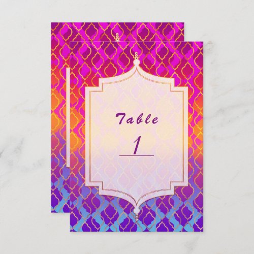 Bright Colors Arabian Moroccan Glam Table Number