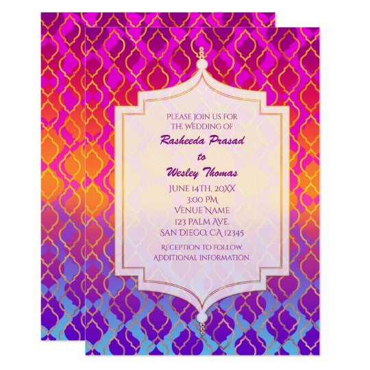 Bright Colors Arabian Moroccan Wedding Invitations Zazzle Com