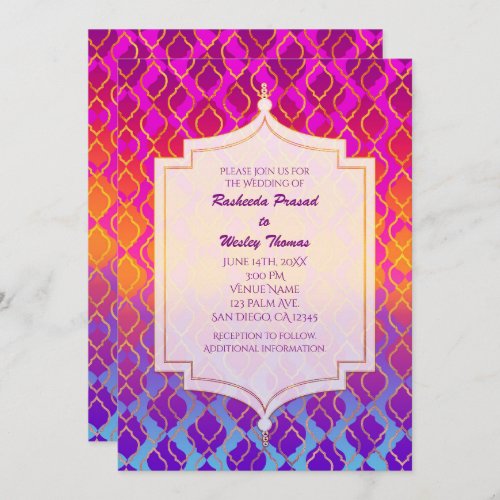 Bright Colors Arabian Moroccan Wedding Invitations