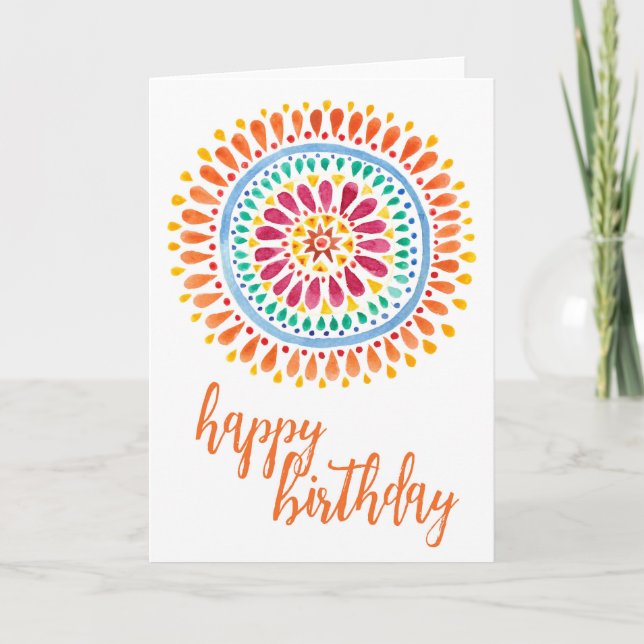 Bright Colors Aztec Style Design Birthday Card (Front)