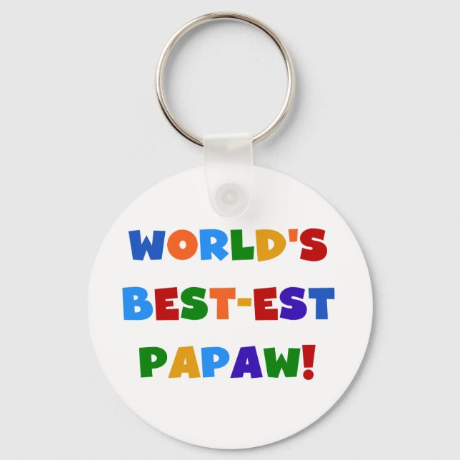 Bright Colors Best-est Papaw Tshirts and Gifts Keychain (Front)