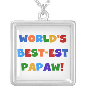 Bright Colors Best-est Papaw Tshirts and Gifts Silver Plated Necklace