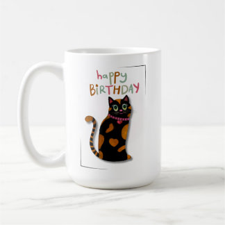 Bright Colors Cute Cat Birthday Card Coffee Mug