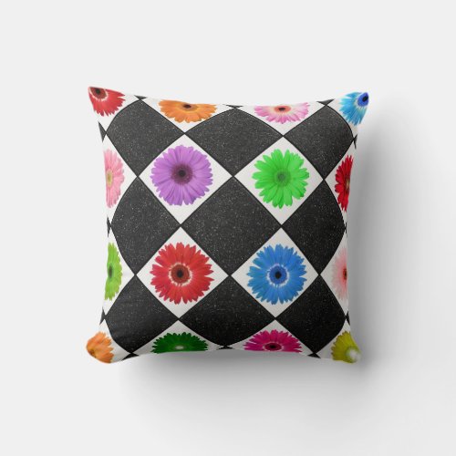 Bright Colors Daisy Throw Pillow