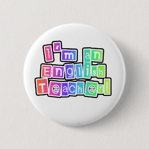 Bright Colors English Teacher Pinback Button