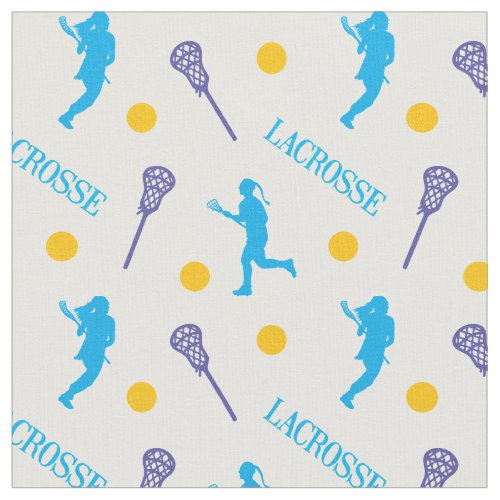 Bright Colors Female Lacrosse Player Pattern Fabric