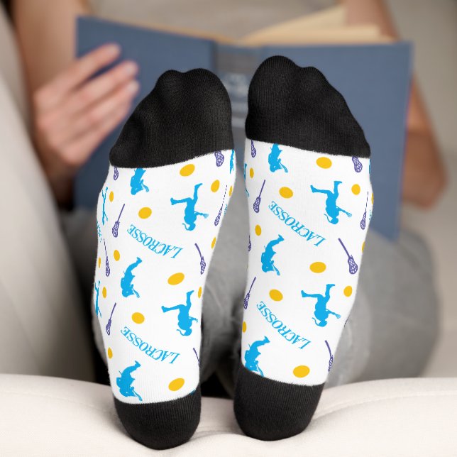Bright Colors Female Lacrosse Player Pattern Socks (Bottom)