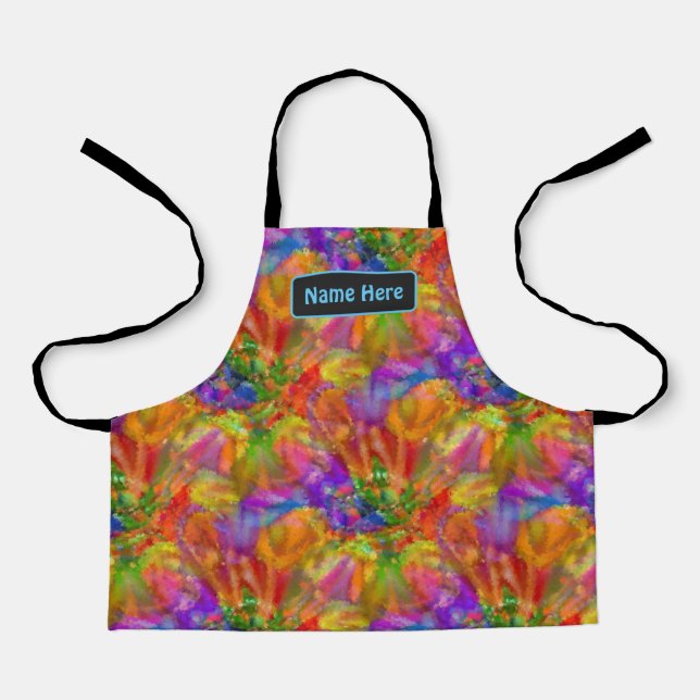 Bright Colors Fireworks Painting - add your name Apron (Front)