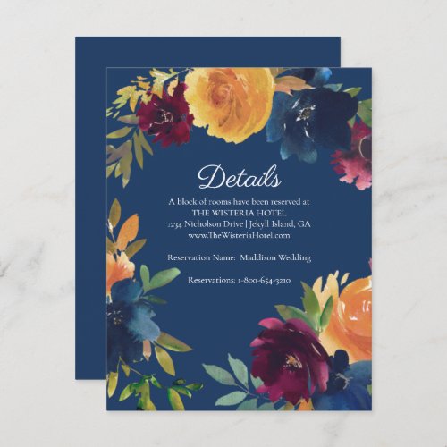 Bright Colors Floral Details Accommodations Enclosure Card