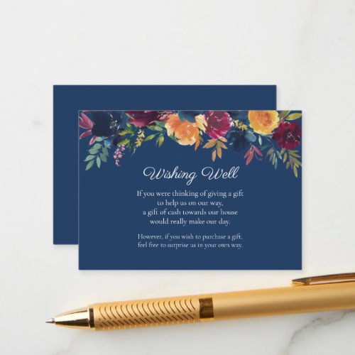Bright Colors Floral Wishing Well Wedding Enclosure Card