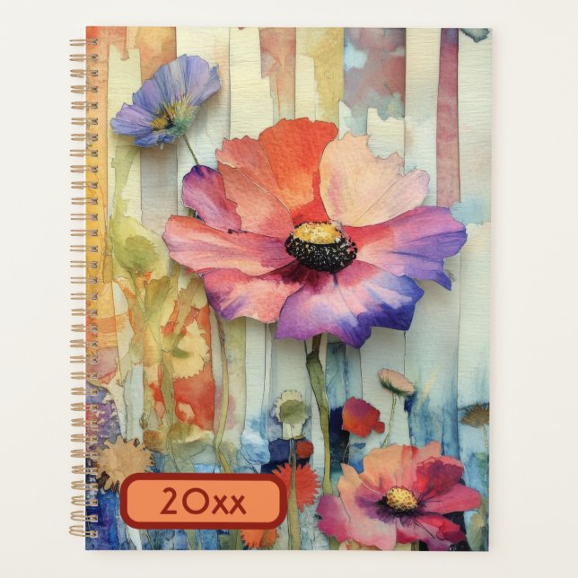 Bright Colors Flowers 20XX  Spiral Planner  (Front)