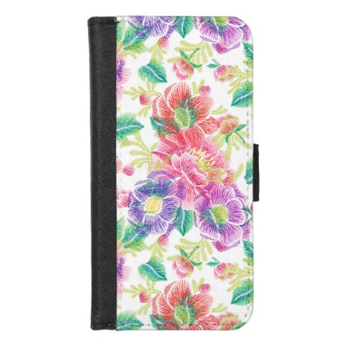 Bright colors flowers pattern iPhone 87 wallet case