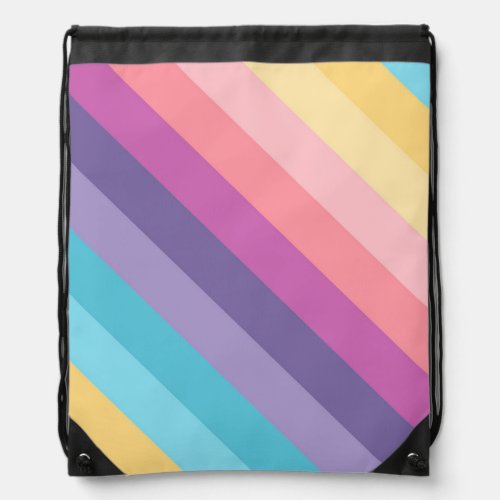 Bright Colors Geometric Diagonal Stripes Design Drawstring Bag